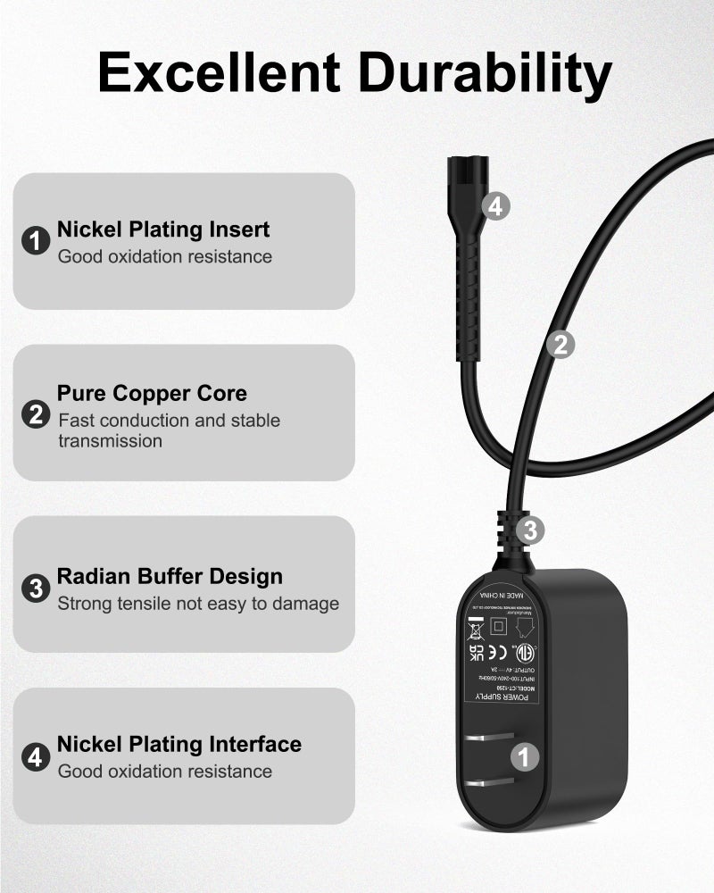 WUKUR Replacement for Wahl Magic Clipper Cordless Charger, 4V Clipper Charger Compatible with Wahl 8164/8591/8148/8504, 5-Star Magic Clip Cordless Trimmer, 1919 100 Year Hair Clipper - Image 4